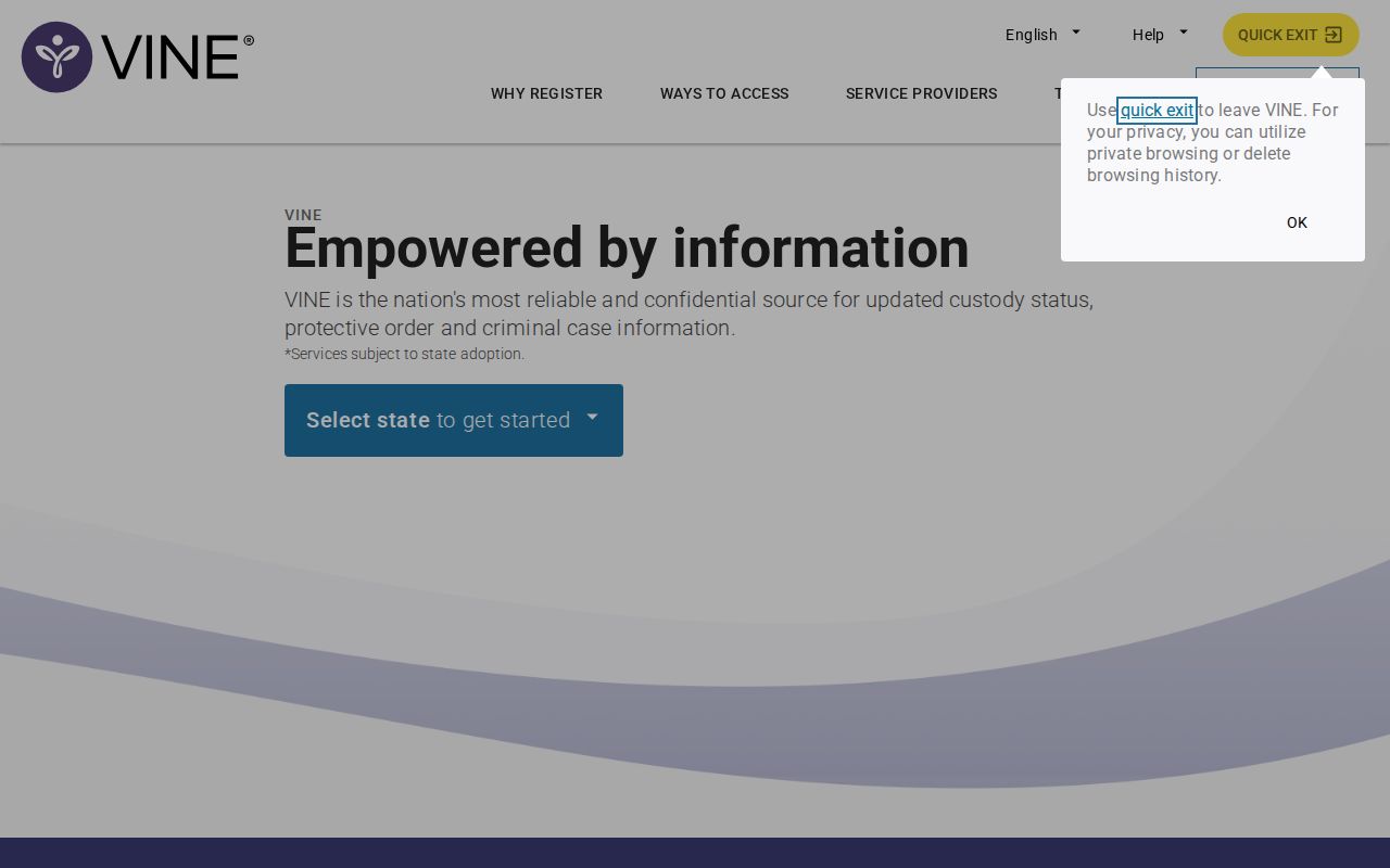 Illinois VINELink Sangamon County custody search screen after an arrest