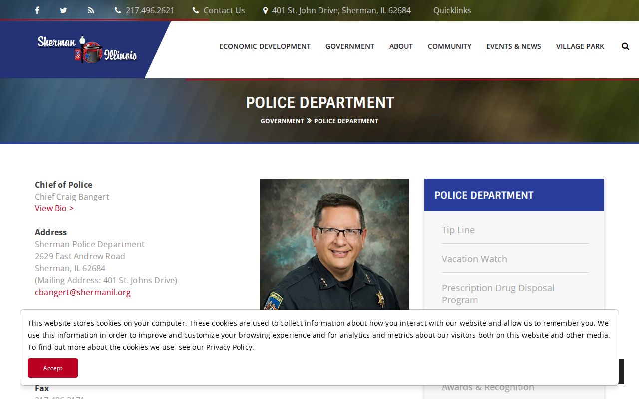 Sherman Police Department official contact page for arrest record requests